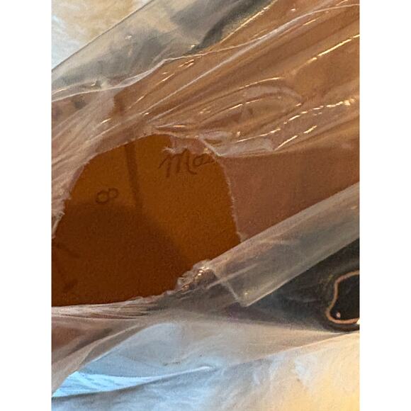 Madewell Dimes Kitten Heel Boots 8 NWT Black Crinkle Leather Ankle Booties NN026 - Picture 5 of 5